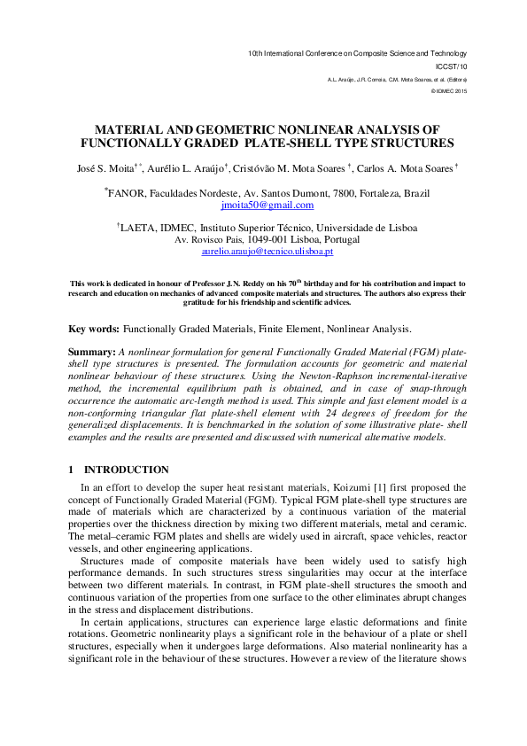 (PDF) Material and Geometric Nonlinear Analysis of Functionally Graded ...