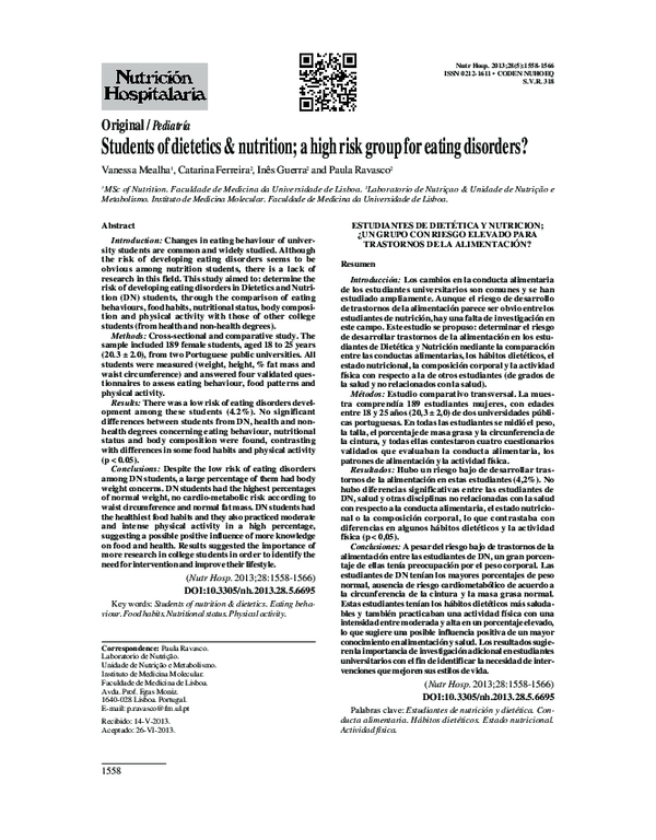 (PDF) Students of dietetics & nutrition; a high risk group for eating ...