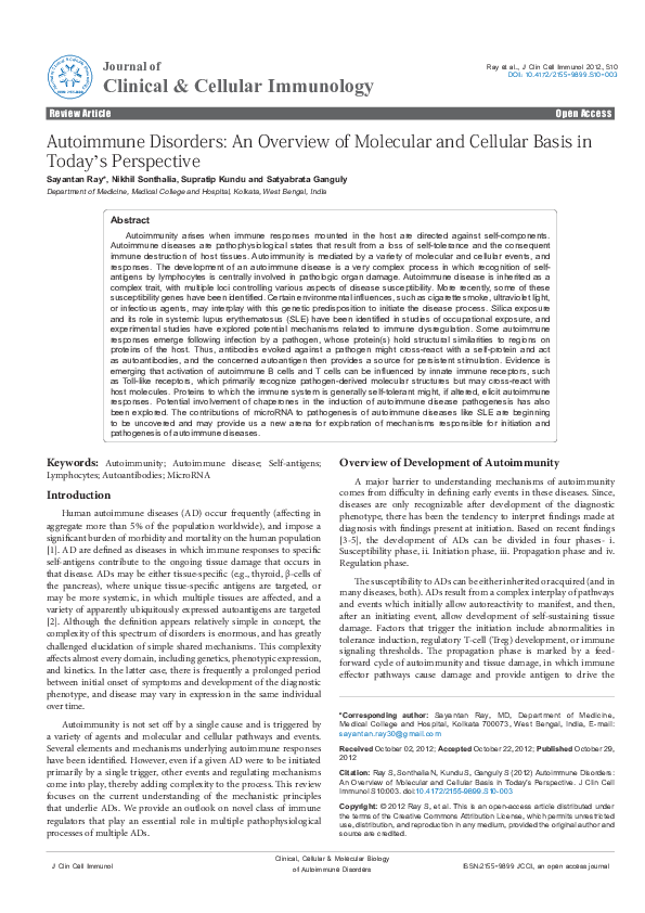 (PDF) Autoimmune Disorders: An Overview of Molecular and Cellular Basis ...