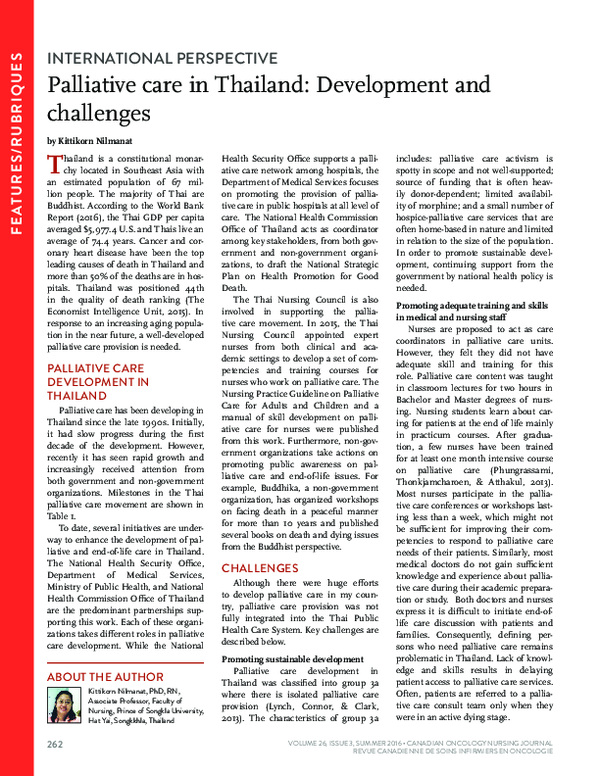(PDF) Palliative care in Thailand: Development and challenges