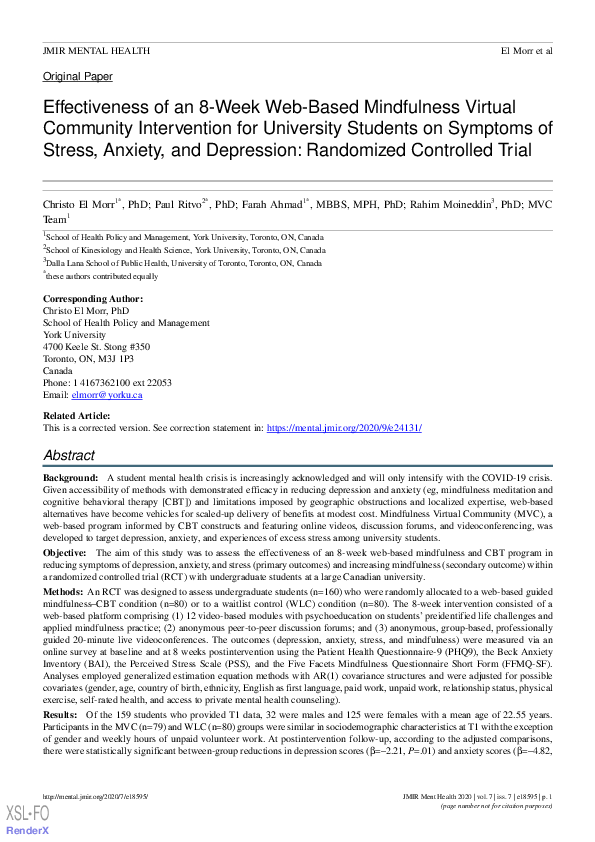(PDF) Effectiveness of an Eight-Week Web-Based Mindfulness Virtual ...