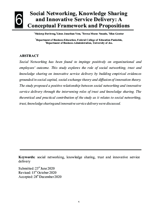 (PDF) Social Networking, Knowledge Sharing and Innovative Service ...