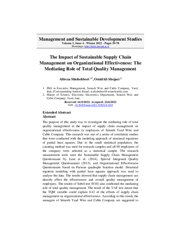 (PDF) The Impact of Sustainable Supply Chain Management on ...