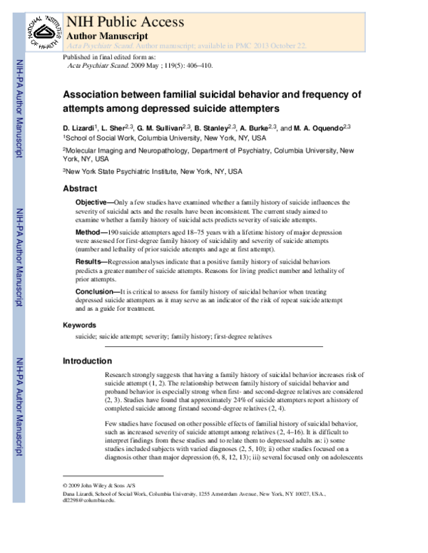(PDF) Association between familial suicidal behavior and frequency of ...