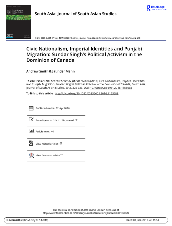 PDF) &lsquo;Civic Nationalism, Imperial Identities, and Punjabi 