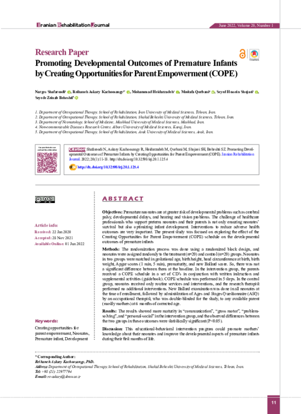 (PDF) Research Paper Promoting Developmental Outcomes of Premature ...