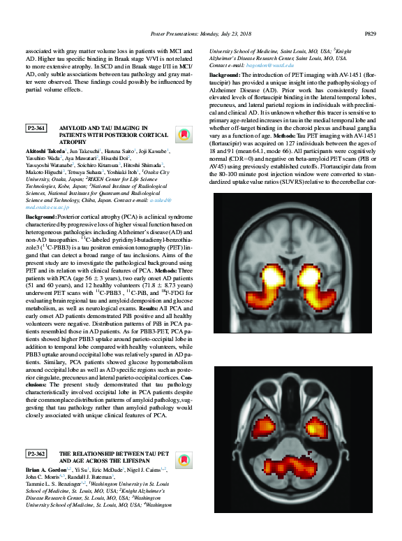 (PDF) Amyloid and Tau Imaging in Patients with Posterior Cortical Atrophy