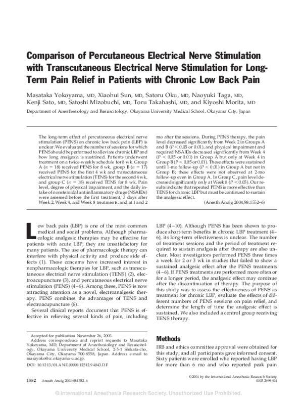 (PDF) Comparison of Percutaneous Electrical Nerve Stimulation with ...