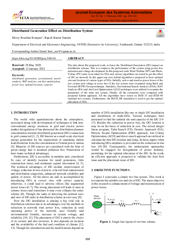 (PDF) Distributed Generation Effect on Distribution System