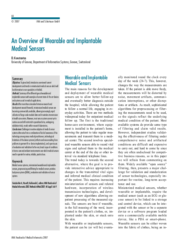 (PDF) Section 4 Sensor, Signal and Imaging Informatics An Overview of