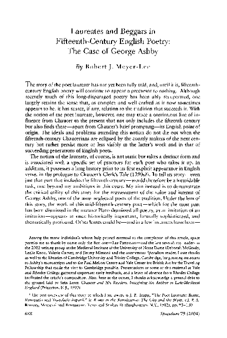 (PDF) Laureates and Beggars in Fifteenth-Century English Poetry: The ...