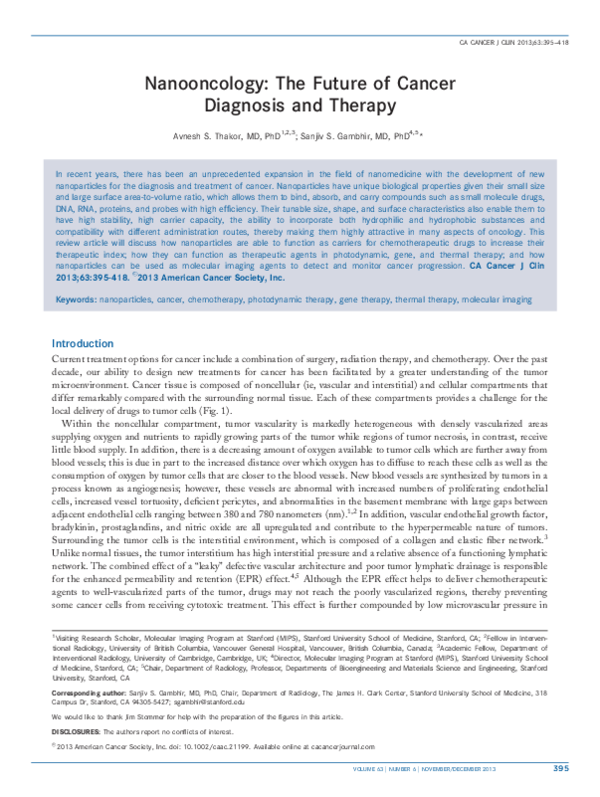(PDF) Nanooncology: The future of cancer diagnosis and therapy