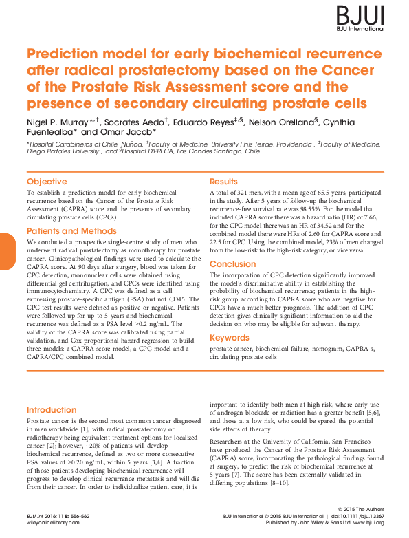 (PDF) A prediction model for early biochemical failure after radical ...