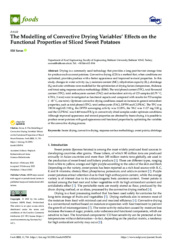 (PDF) The Modelling of Convective Drying Variables’ Effects on the ...