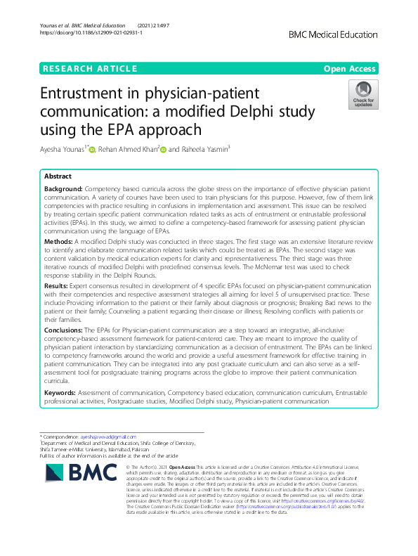 (PDF) Entrustment in physician-patient communication: a modified Delphi ...
