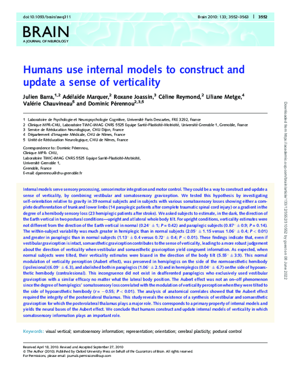 (PDF) Humans use internal models to construct and update a sense of ...