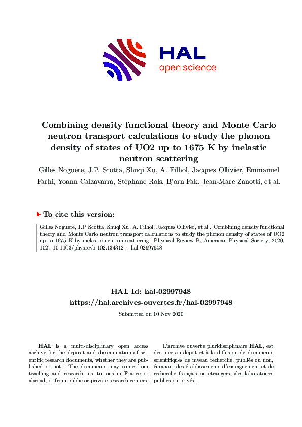 (PDF) Combining density functional theory and Monte Carlo neutron ...