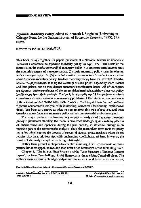(PDF) Japanese monetary policy