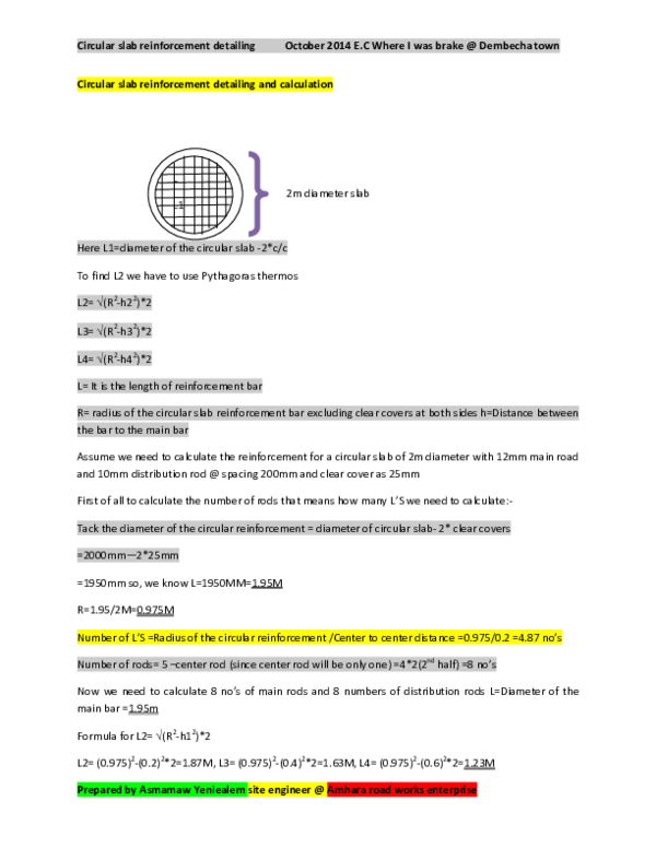 (PDF) Circular slab reinforcement detailing October 2014 E.C Where I ...