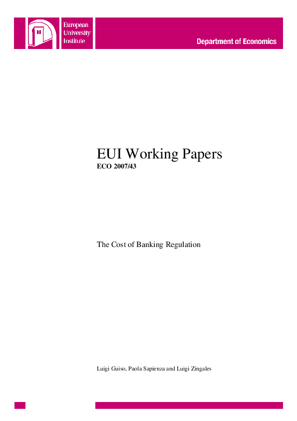 (PDF) The Cost of Banking Regulation Luigi Zingales Academia.edu