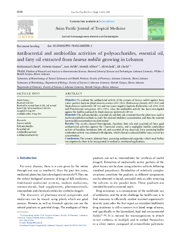 (PDF) Antibacterial and antibiofilm activities of polysaccharides ...