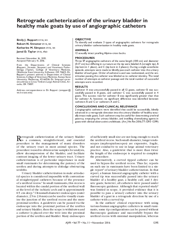 (PDF) Retrograde catheterization of the urinary bladder in healthy male