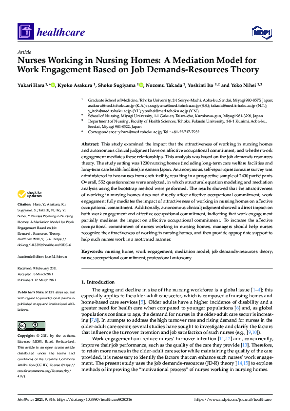 (PDF) Nurses Working in Nursing Homes: A Mediation Model for Work ...