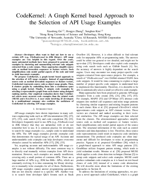 (PDF) CodeKernel: A Graph Kernel Based Approach to the Selection of API ...
