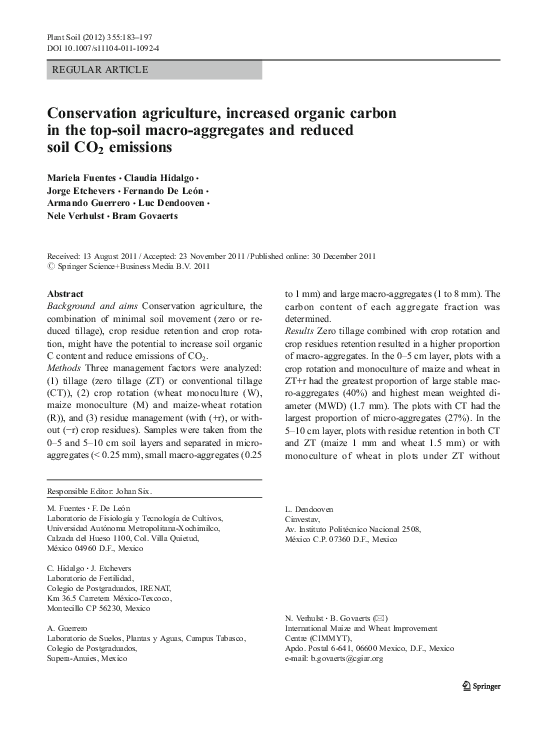 (PDF) Conservation agriculture, increased organic carbon in the top ...