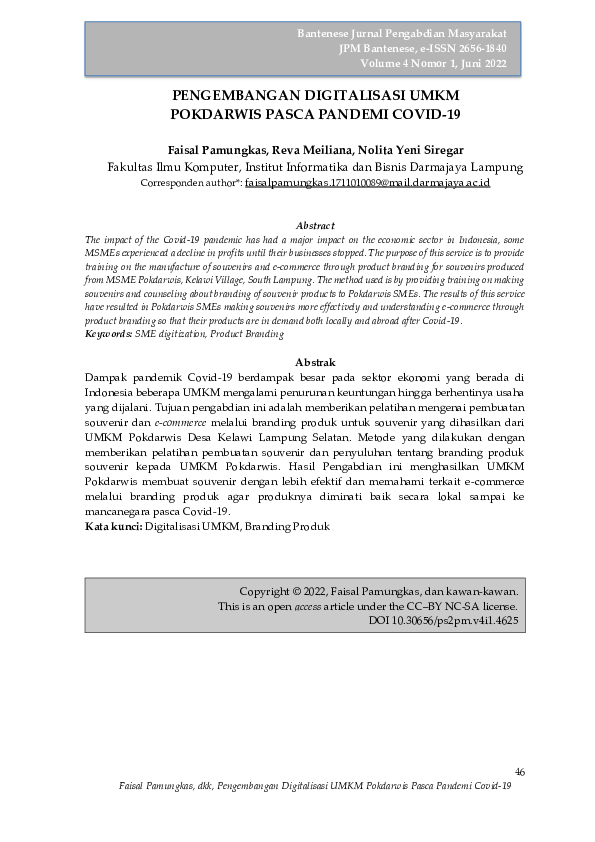 (PDF) Pengembangan Digitalisasi UMKM Minangrua Pasca Pandemi Covid-19