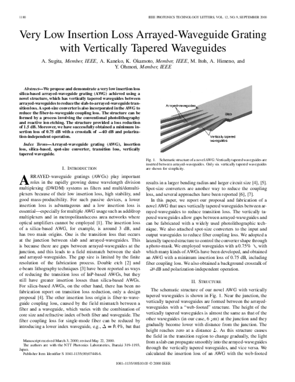 (PDF) Very low insertion loss arrayed-waveguide grating with vertically ...
