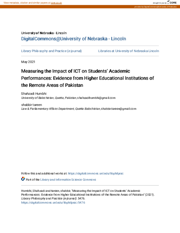 (PDF) Measuring the Impact of ICT on Students’ Academic Performances ...