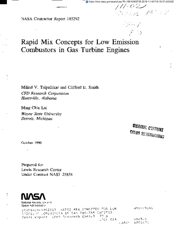 (PDF) Rapid mix concepts for low emission combustors in gas turbine engines