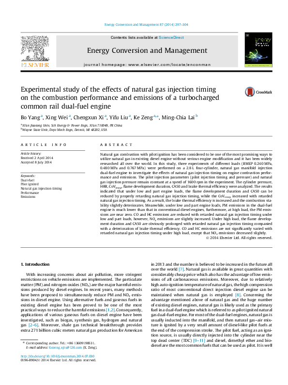 (PDF) Experimental study of the effects of natural gas injection timing ...