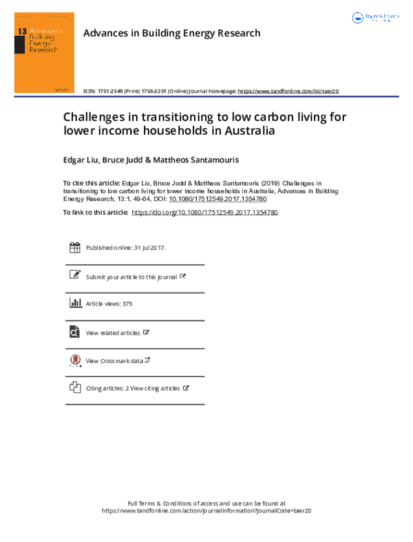 (PDF) Challenges in transitioning to low carbon living for lower income ...