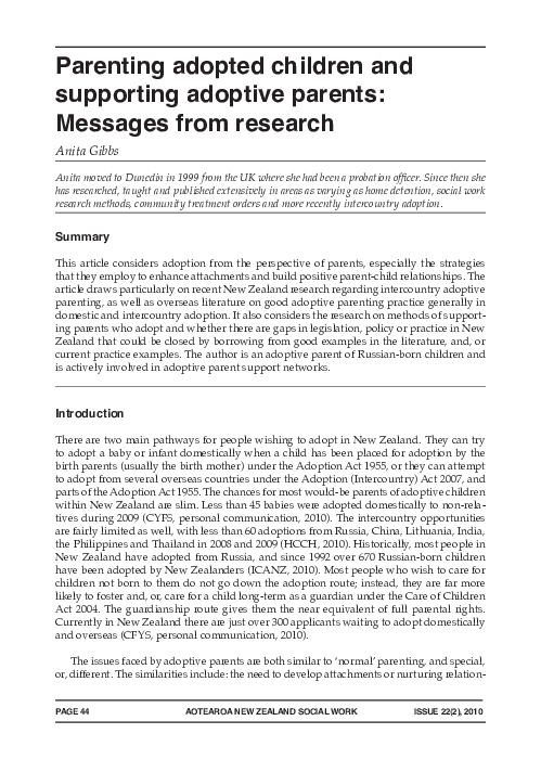 (PDF) Parenting adopted children and supporting adoptive parents ...