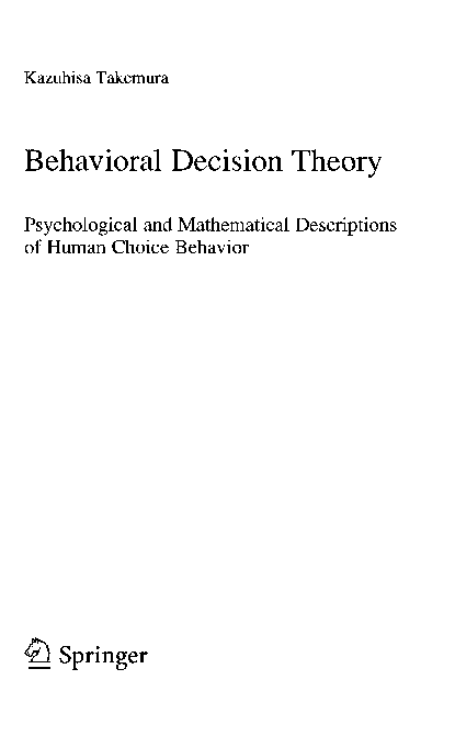 (PDF) Behavioral Decision Theory: Psychological and Mathematical ...