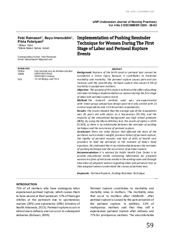 (PDF) Implementation of Pushing Reminder Technique for Women During The ...