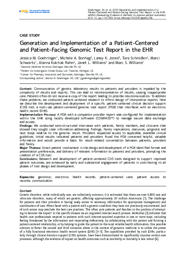 (PDF) Generation and Implementation of a Patient-Centered and Patient ...