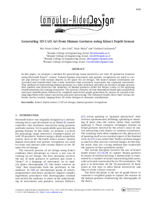 (PDF) 608 Generating 3 D CAD Art from Human Gestures using Kinect Depth ...