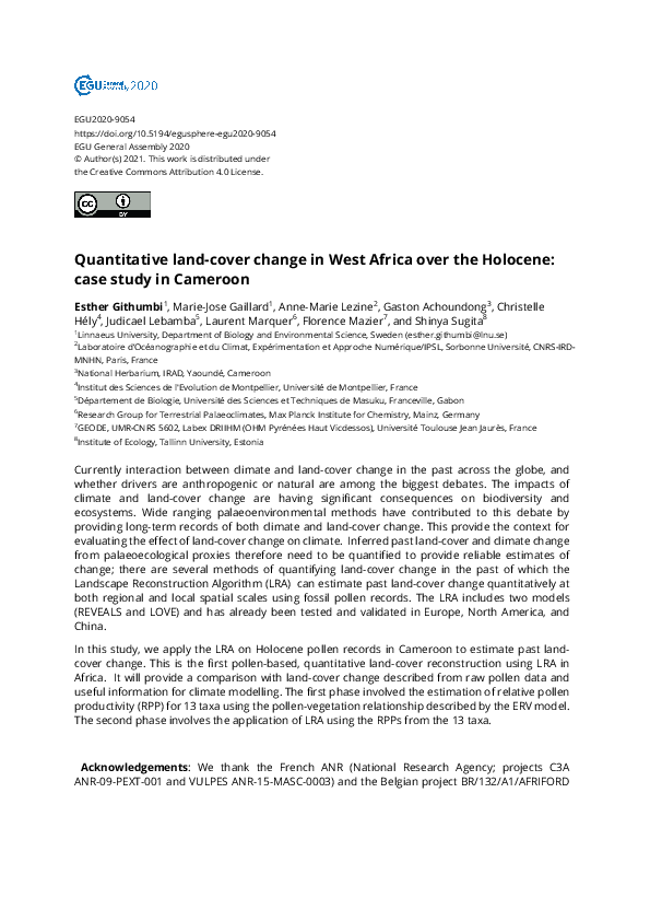(PDF) Quantitative land-cover change in West Africa over the Holocene ...