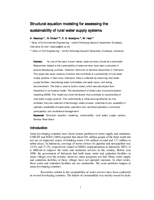 (PDF) Structural equation modeling for assessing of the sustainability ...