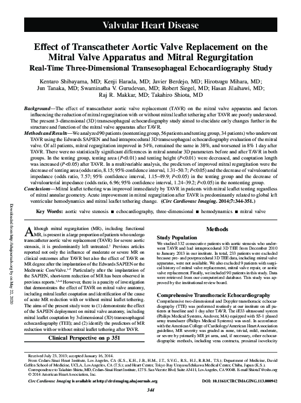 (PDF) Effect of Transcatheter Aortic Valve Replacement on the Mitral ...