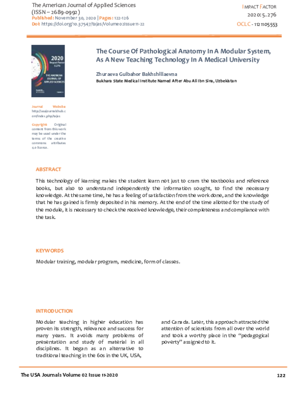 (PDF) The Course Of Pathological Anatomy In A Modular System, As A New ...