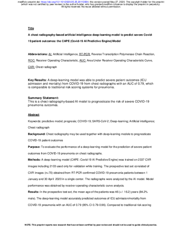 (PDF) A chest radiography-based artificial intelligence deep-learning ...