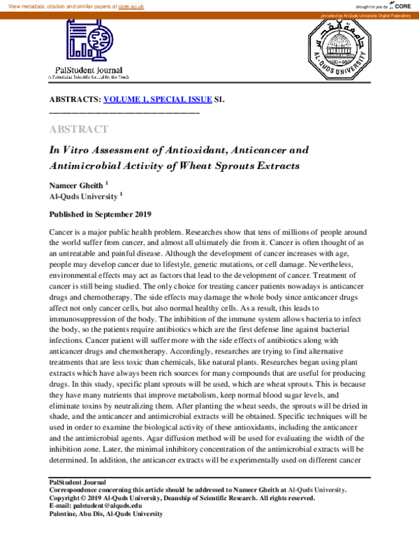 (PDF) In Vitro Assessment of Antioxidant, Anticancer and Antimicrobial ...