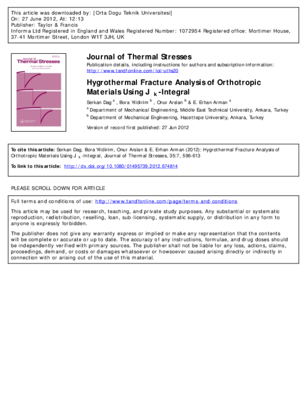 (PDF) Hygrothermal Fracture Analysis of Orthotropic Materials UsingJk ...