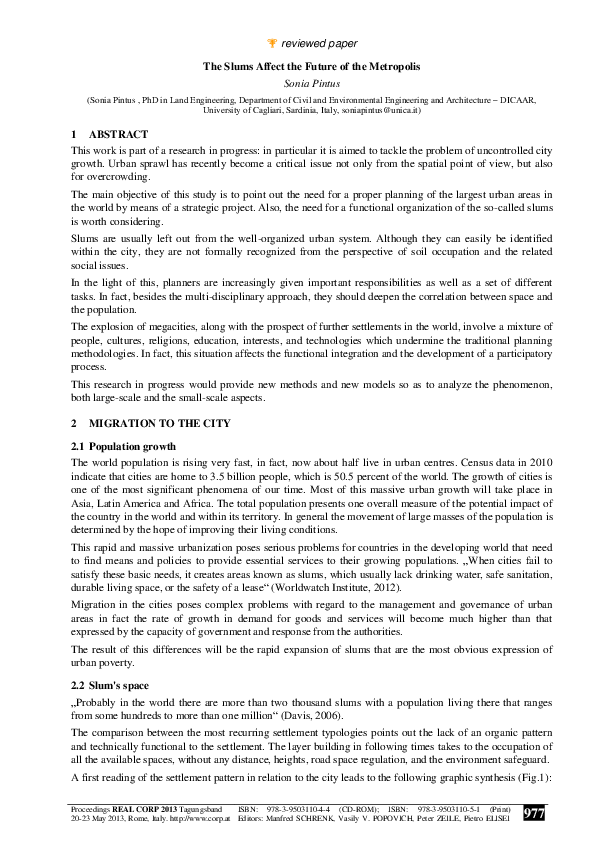 (PDF) The Slums Affect the Future of the Metropolis