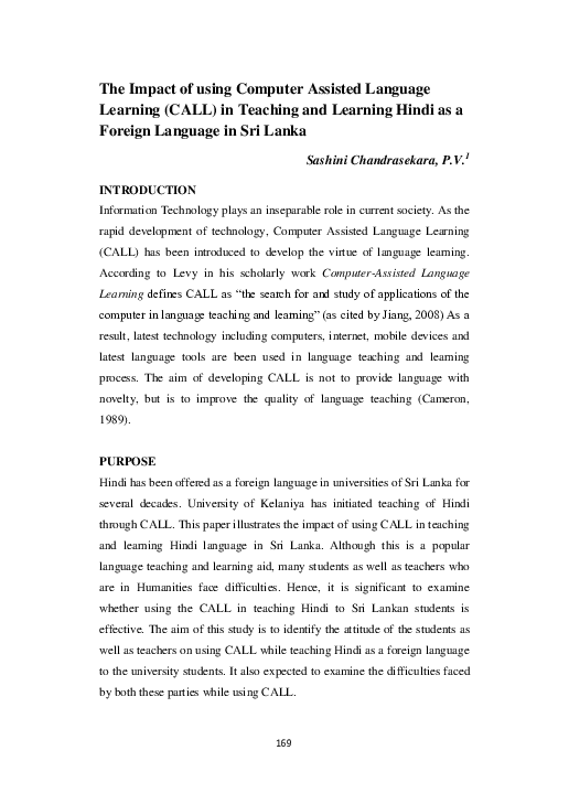 (PDF) The Impact of using Computer Assisted Language Learning (CALL) in ...