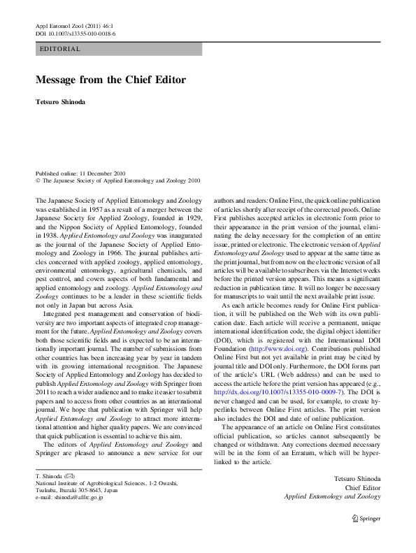 (PDF) Message from the Chief Editor